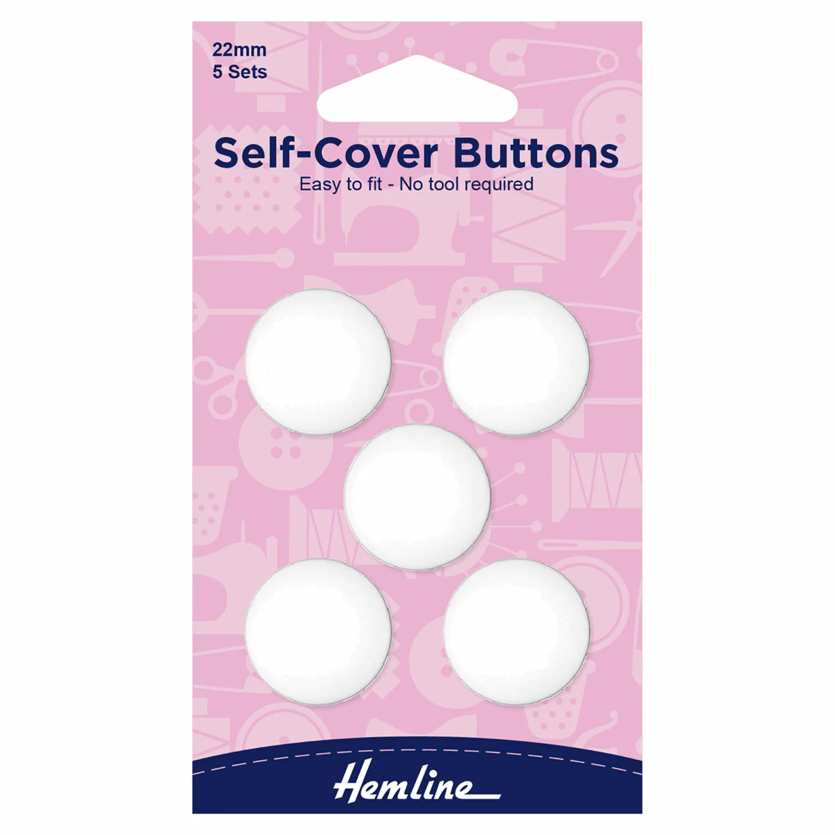 Self-Cover Nylon Buttons - 22mm (Pack of 5 Sets)