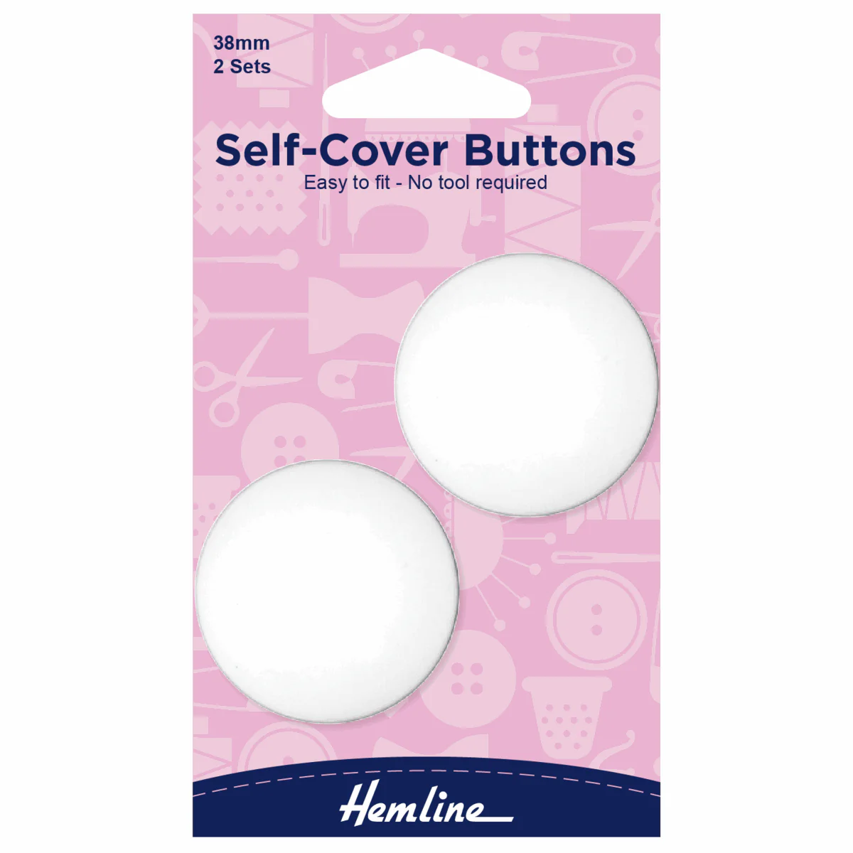 Self-Cover Nylon Buttons - 38mm (Pack of 2 Sets)