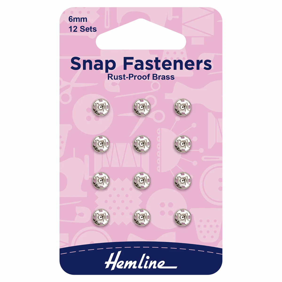 Sew-On Snap Fasteners - 6mm Nickel (Pack of 12)