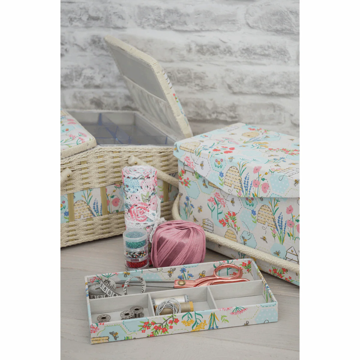 Bee Sewing Box with Fold Over Lid - Medium - Image 3