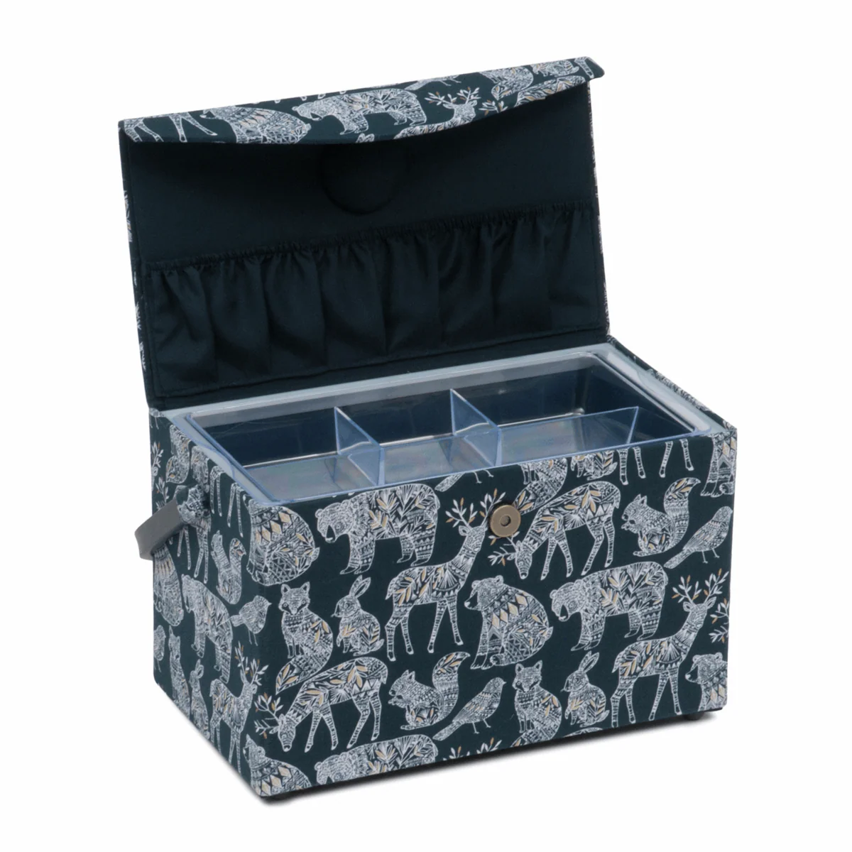 Nordic Navy Sewing Box with Fold Over Lid - Image 3