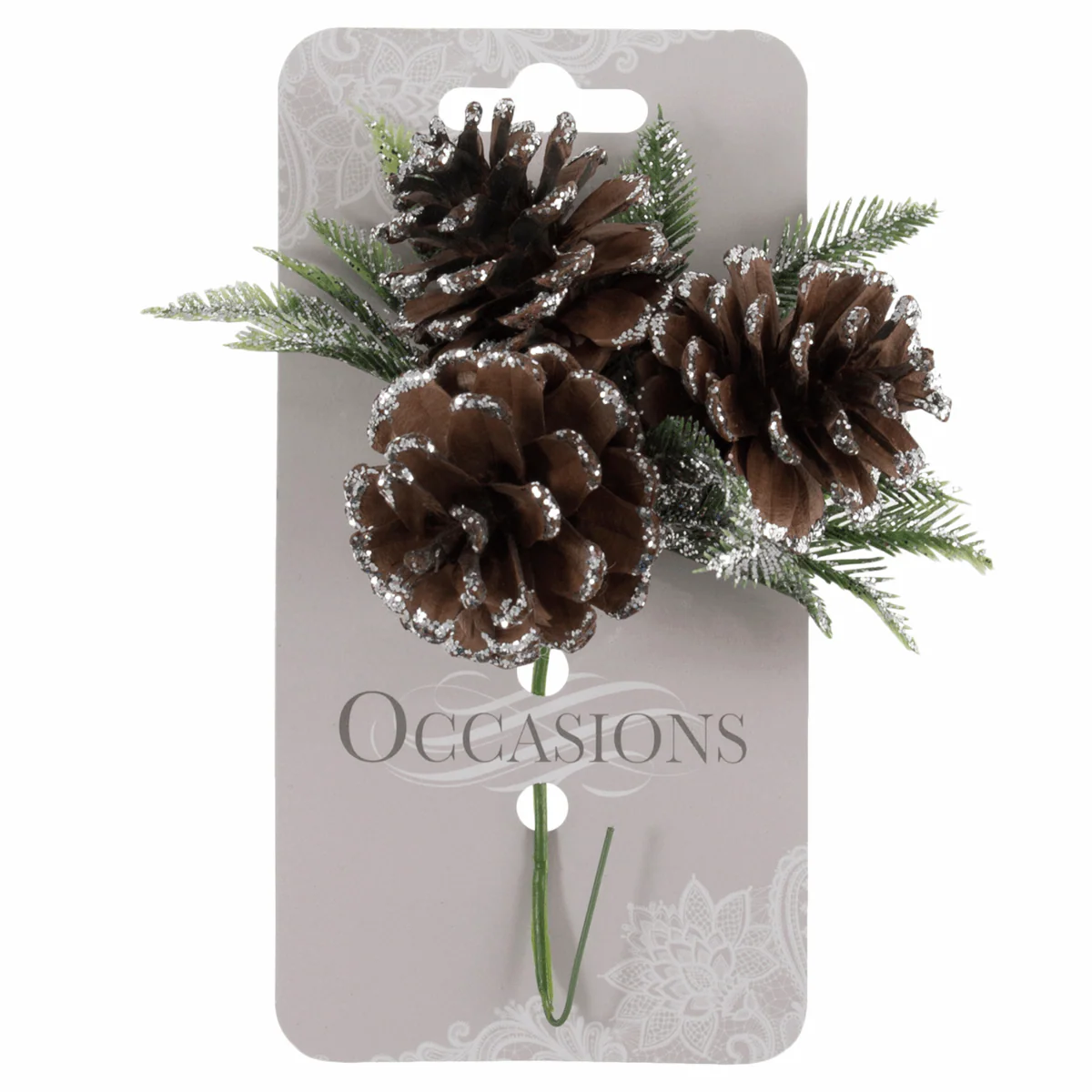Silver Glitter Pinecone Spray (Single Stems) - Image 2