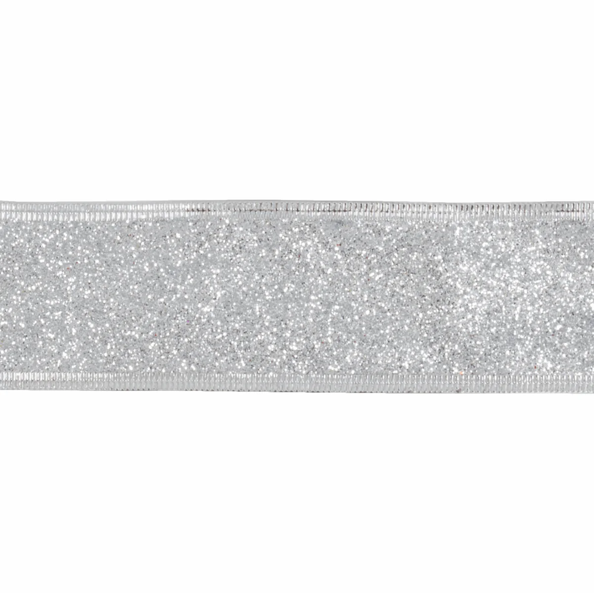 Silver Glitter Ribbon - 10m x 63mm - Image 2