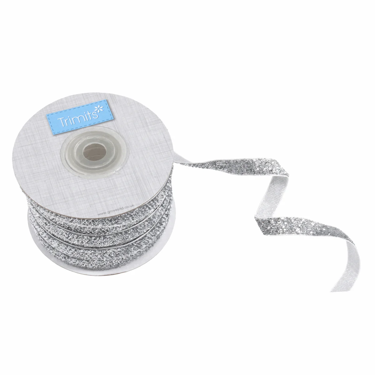 Silver Glitter Velvet Ribbon - 20m x 10mm - Image 2