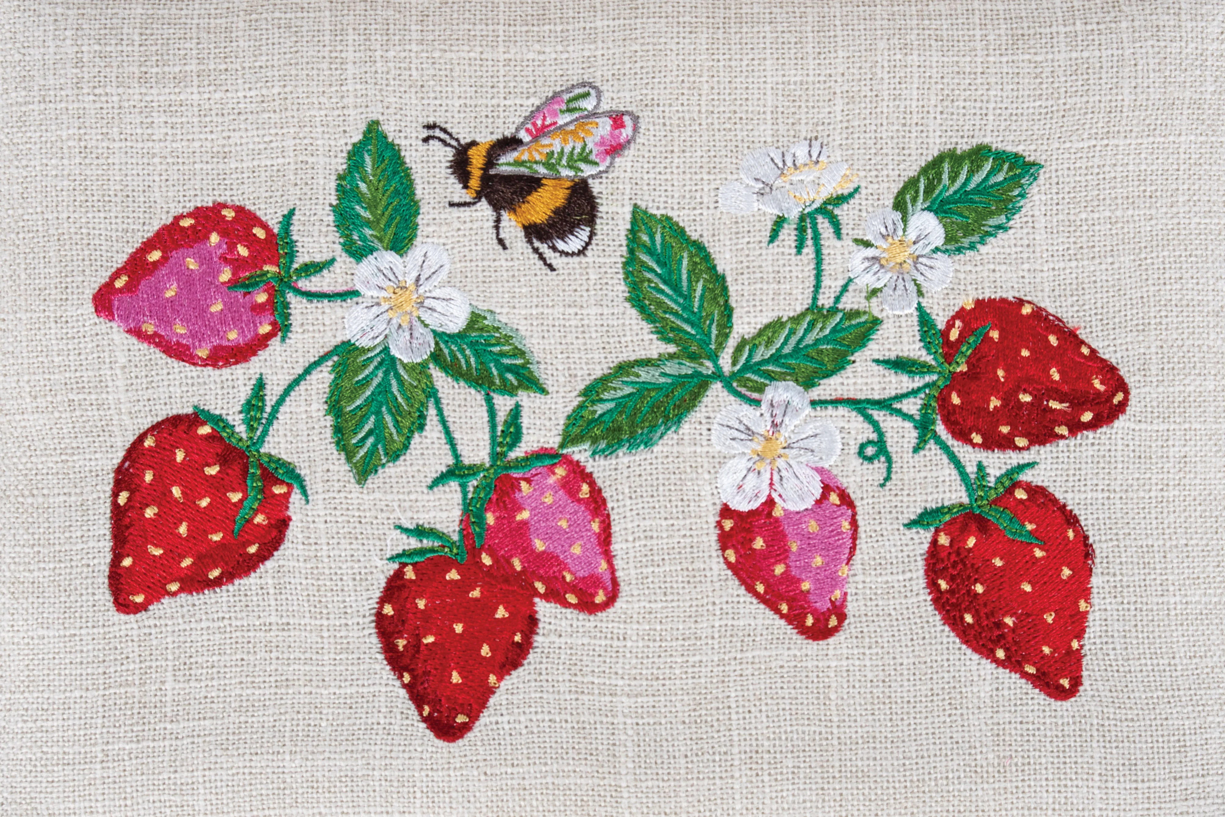 Strawberry Greenhouse Embroidered Sewing Box - Medium - Image 4