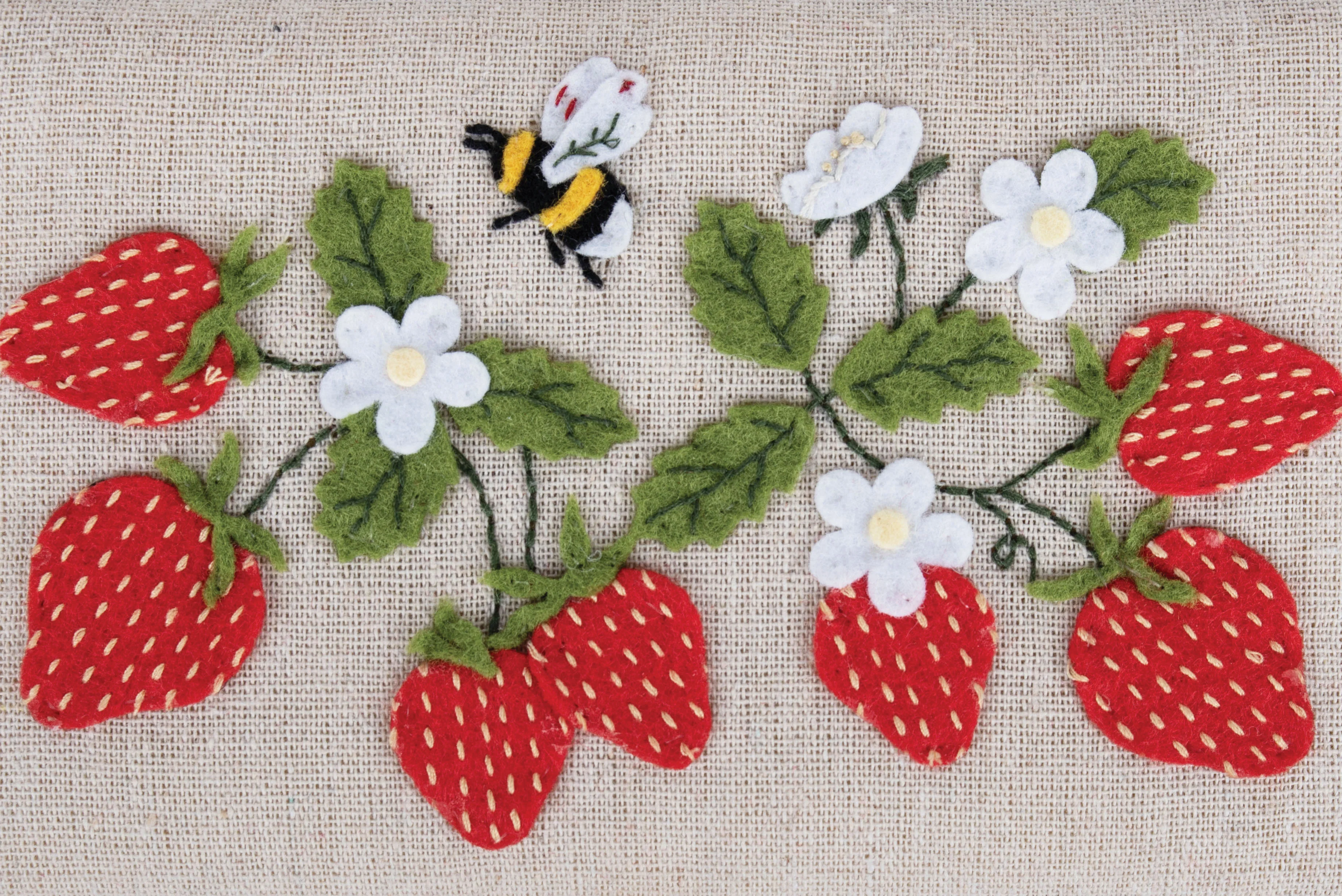 Strawberry Greenhouse Wicker Basket with Appliqué Design Sewing Box - Small - Image 3