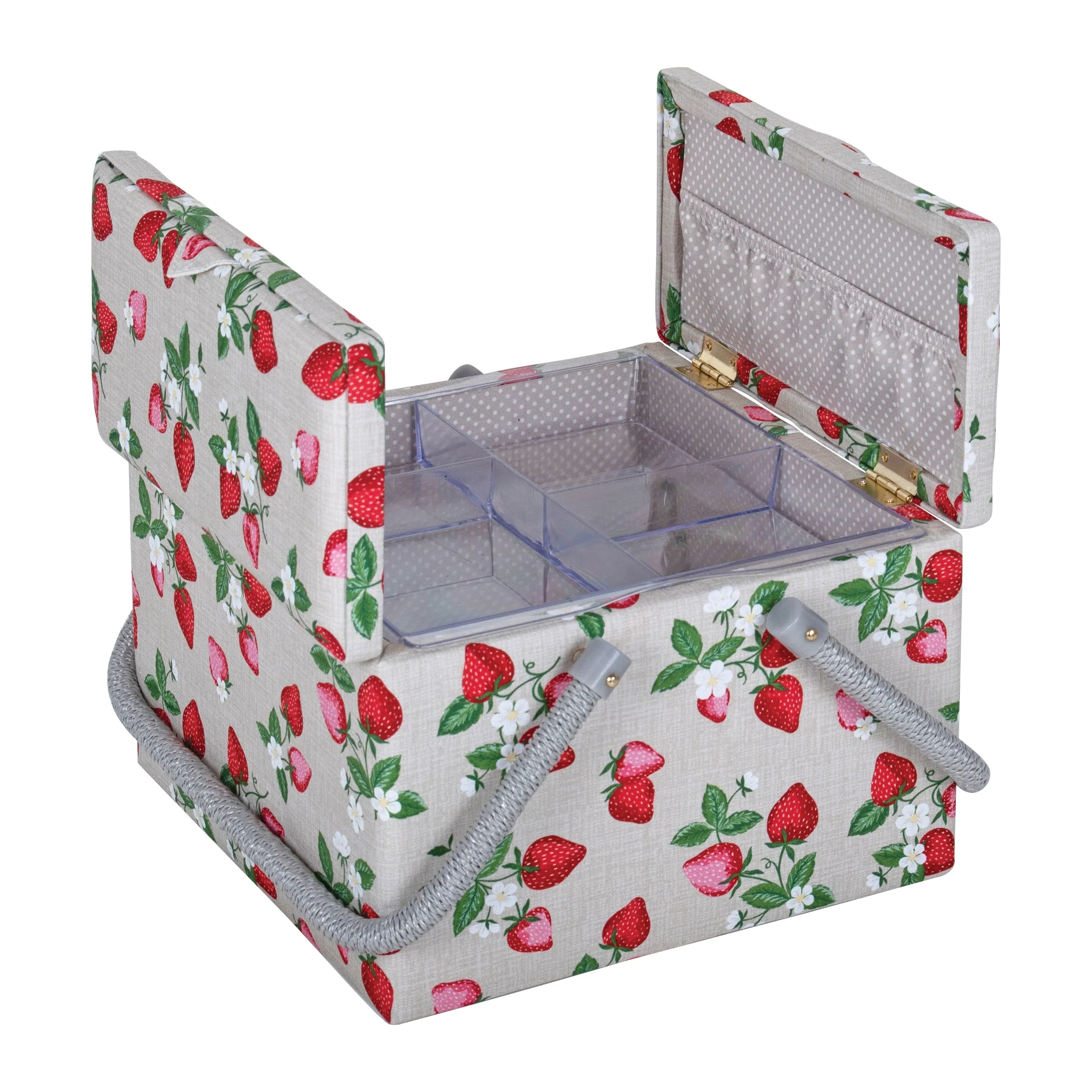 Strawberry Greenhouse with Twin Lid Sewing Box - Large - Image 3