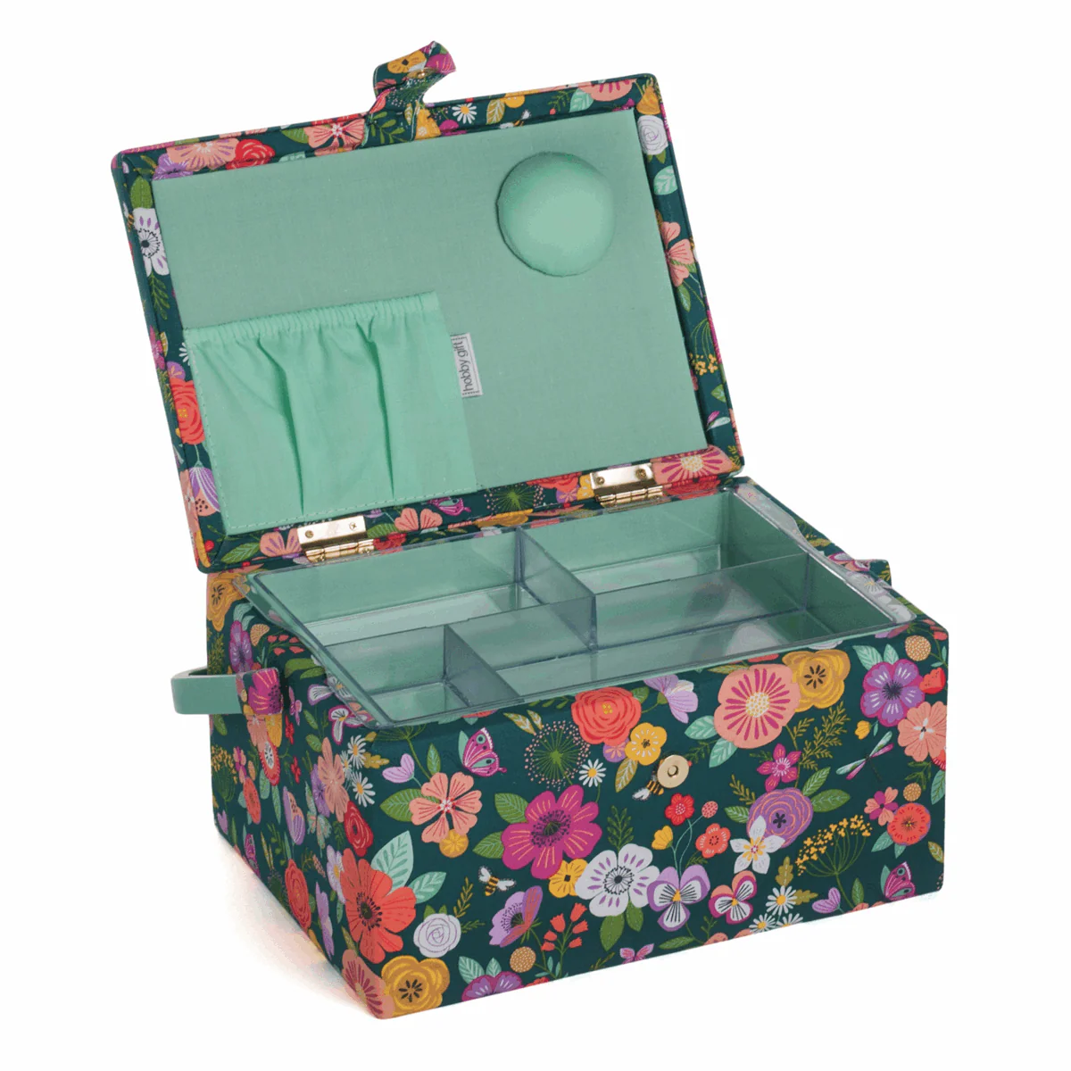 Teal Floral Garden Sewing Box - Medium - Image 2