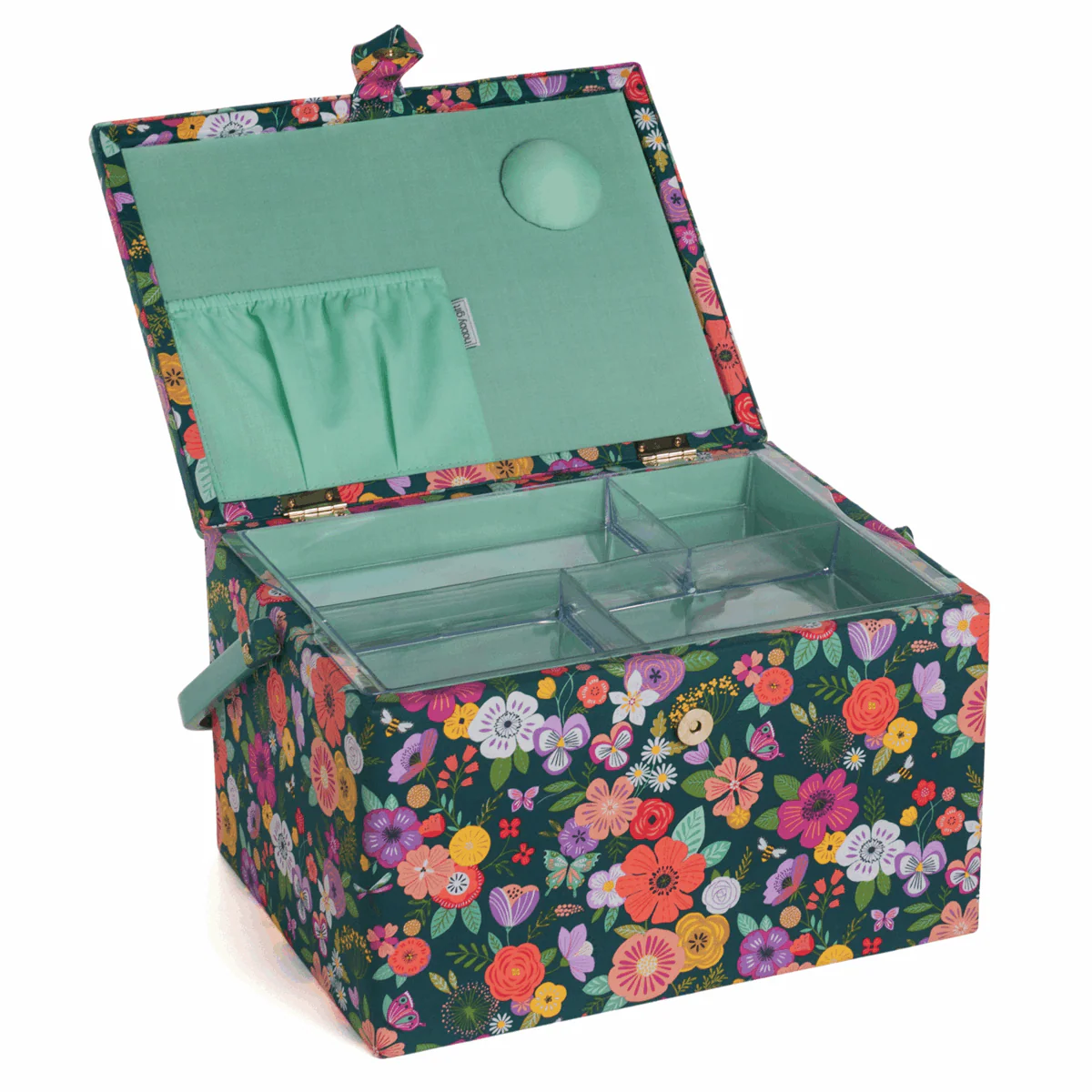 Teal Garden Floral Sewing Box - Large - Image 2