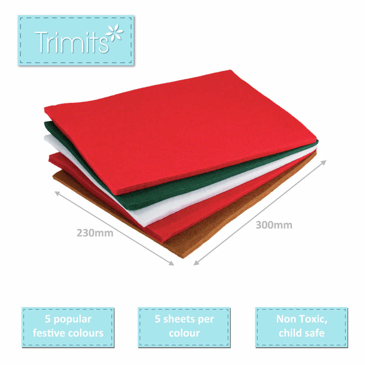 Trimits Assorted Felt Squares 20cm x 30cm (Pack of 25) - Image 3