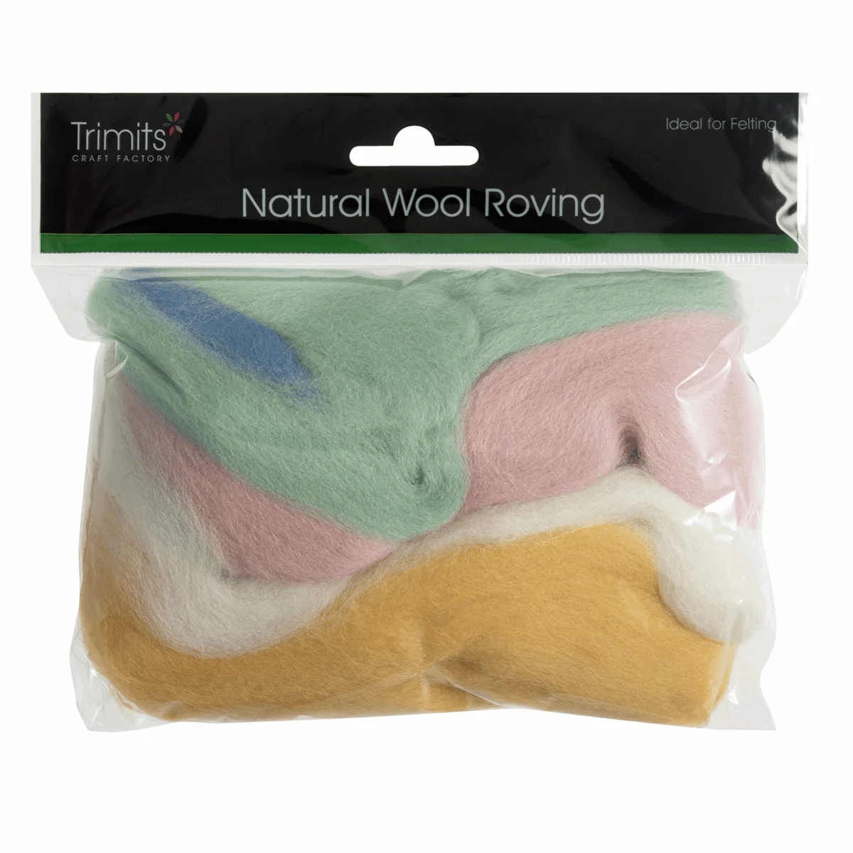 Trimits Assorted Pastels Natural Wool Roving - 50g - Image 2
