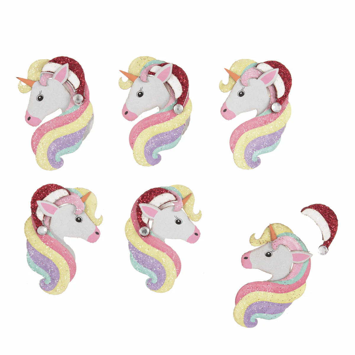 Trimits Craft Embellishments - Festive Unicorns (Pack of 6)