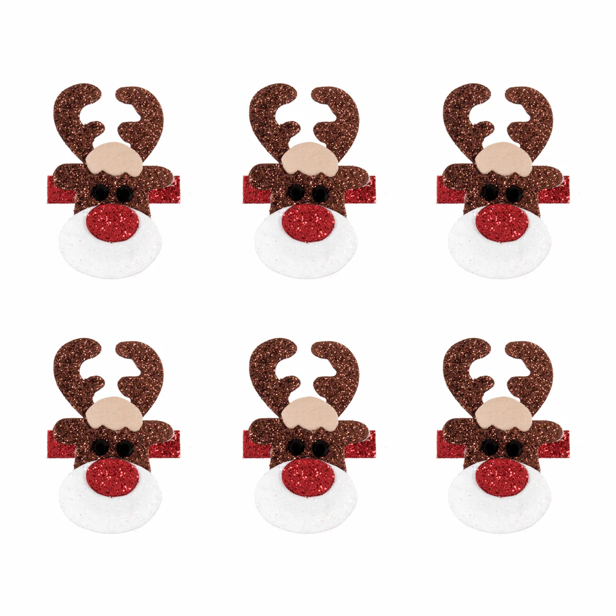 Trimits Craft Embellishments - Glitter Festive Reindeer (Pack of 6)