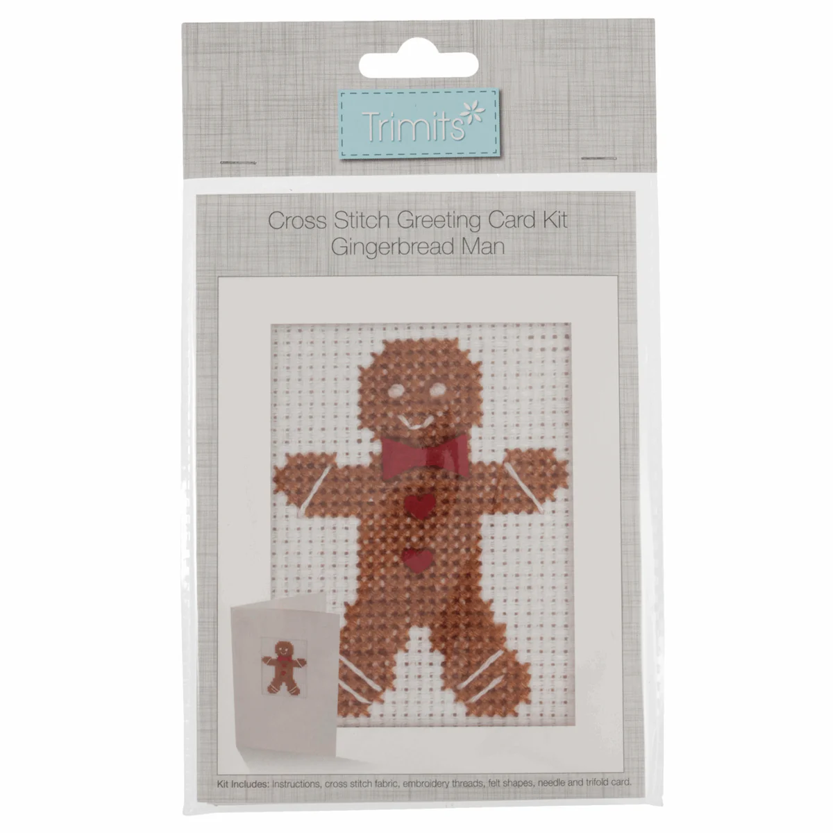 Trimits Cross Stitch Greeting Card Kit - Gingerbread Man - Image 2