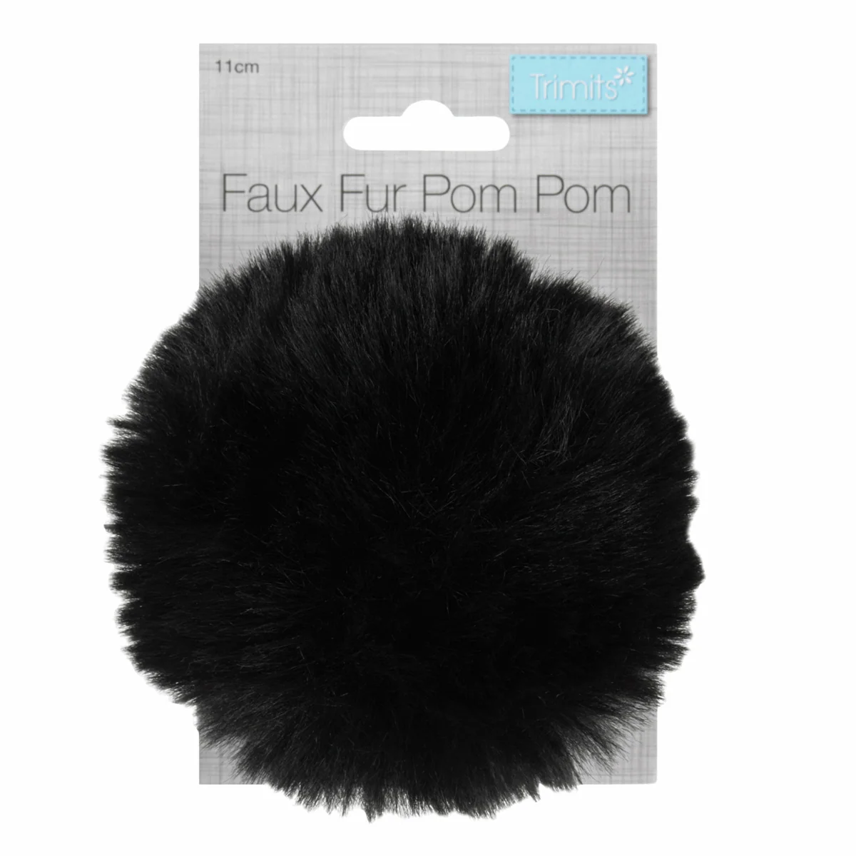 Trimits Faux Fur Super Fluffy Pom Pom - Black 11cm - Image 2