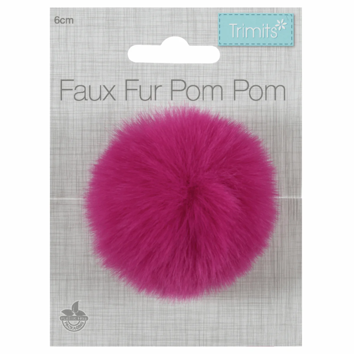 Trimits Faux Fur Super Fluffy Pom Pom - Cerise 6cm (Medium) - Image 2