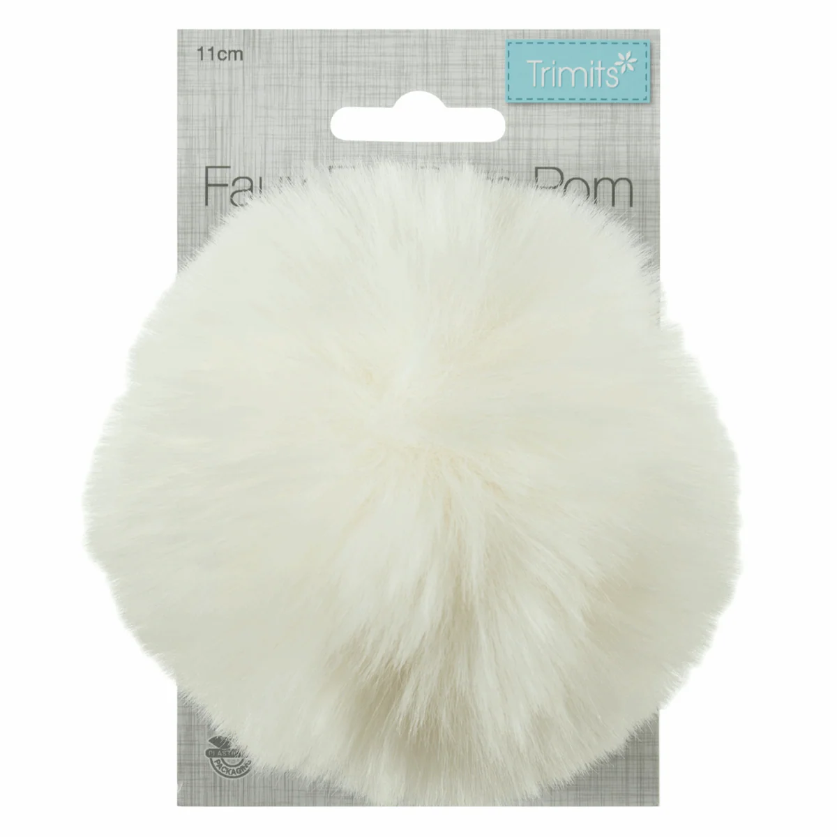 Trimits Faux Fur Super Fluffy Pom Pom - Cream 11cm - Image 2