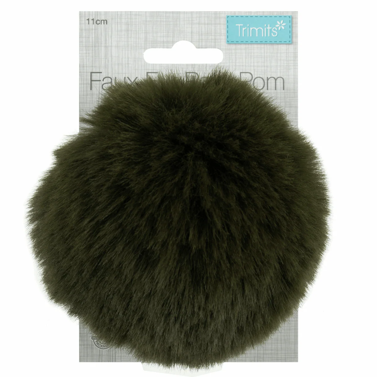 Trimits Faux Fur Super Fluffy Pom Pom - Khaki 11cm - Image 2