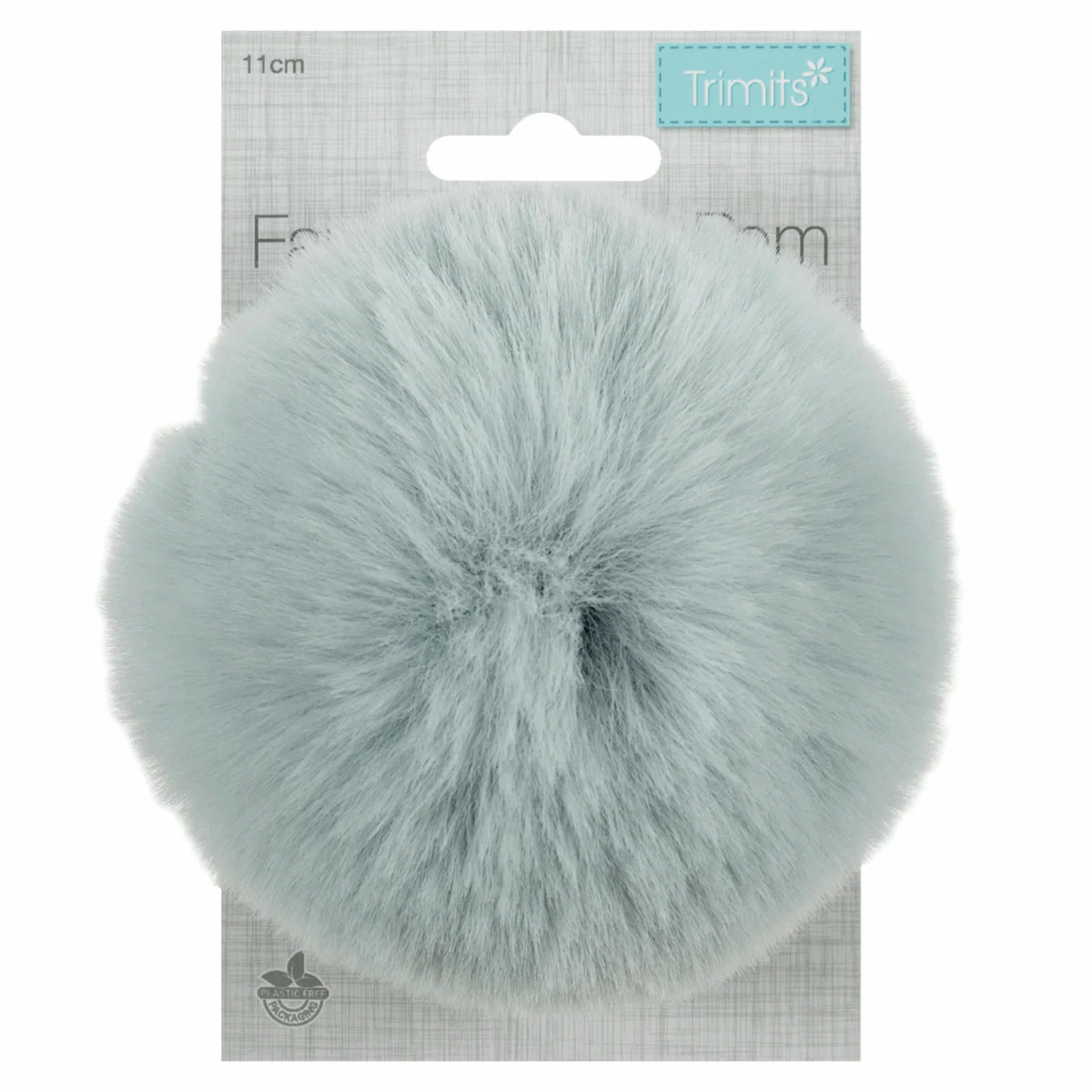 Trimits Faux Fur Super Fluffy Pom Pom - Light Blue 11cm - Image 2