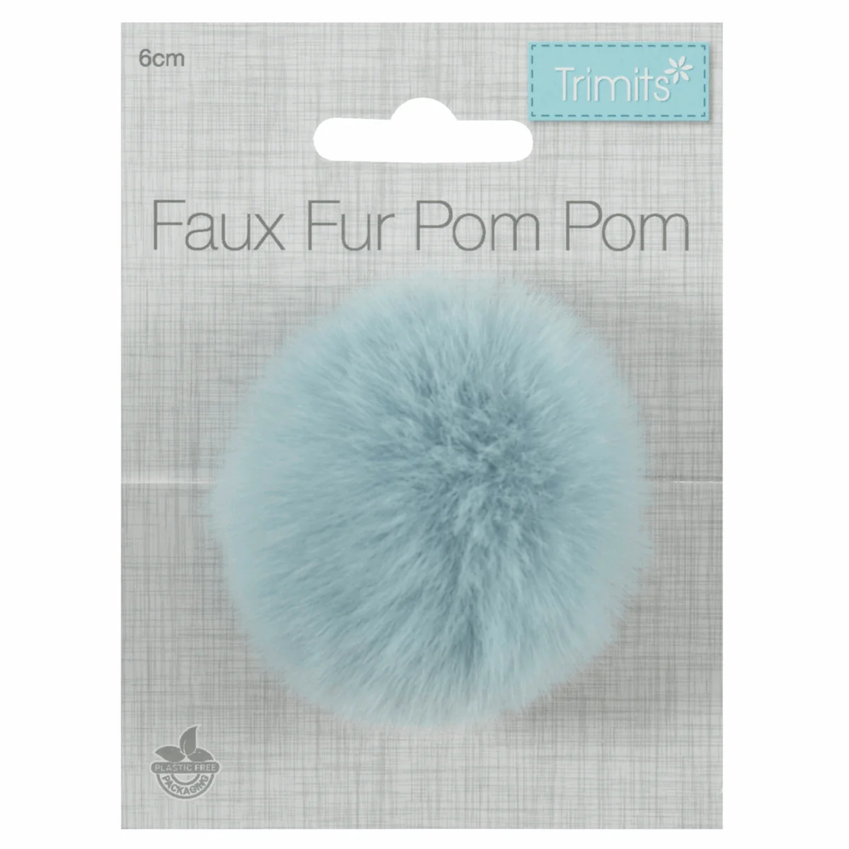 Trimits Faux Fur Super Fluffy Pom Pom - Light Blue 6cm (Medium) - Image 2