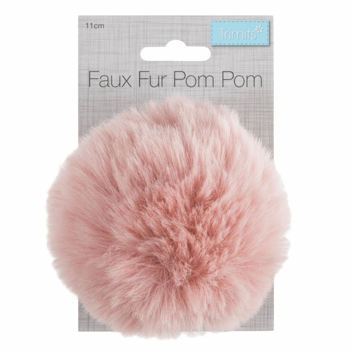 Trimits Faux Fur Super Fluffy Pom Pom - Light Pink 11cm - Image 2