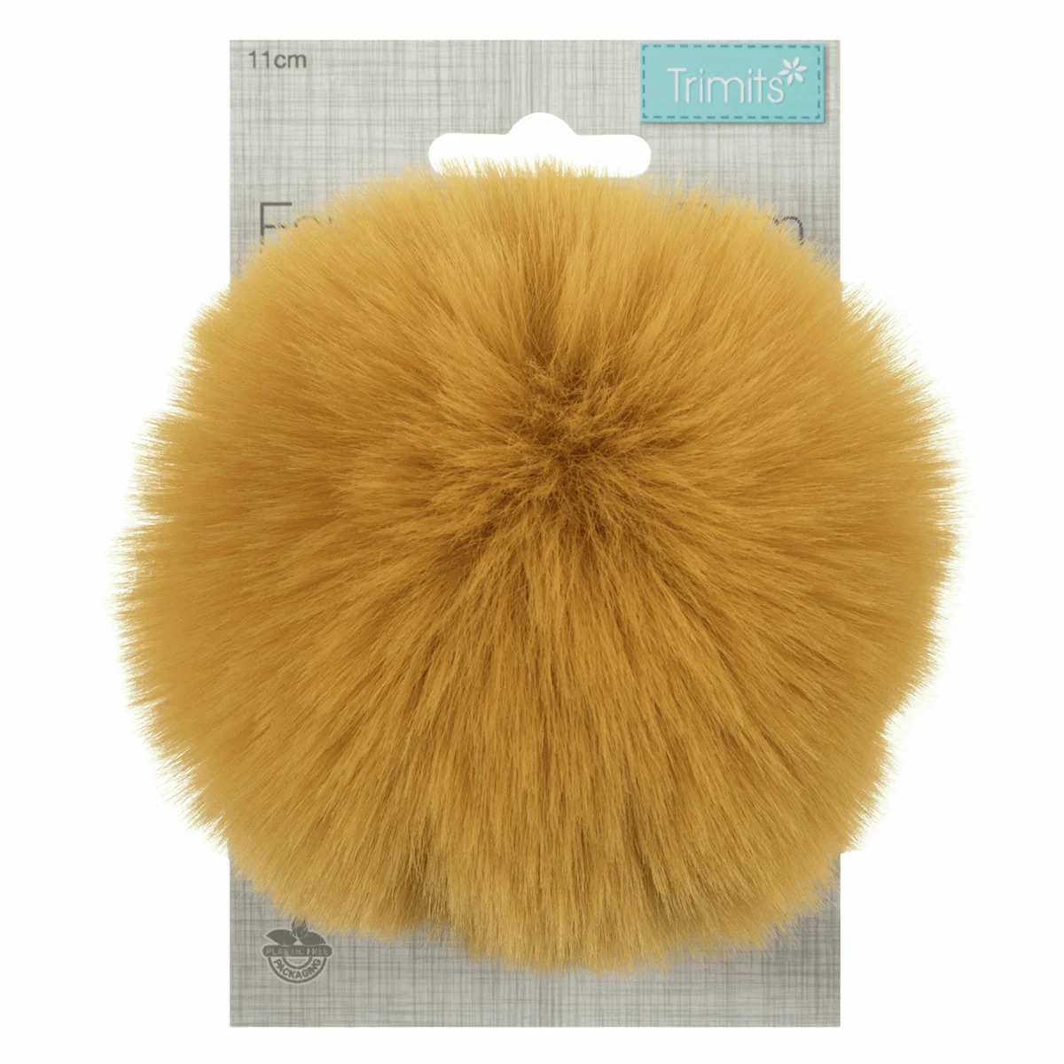 Trimits Faux Fur Super Fluffy Pom Pom - Mustard 11cm - Image 2