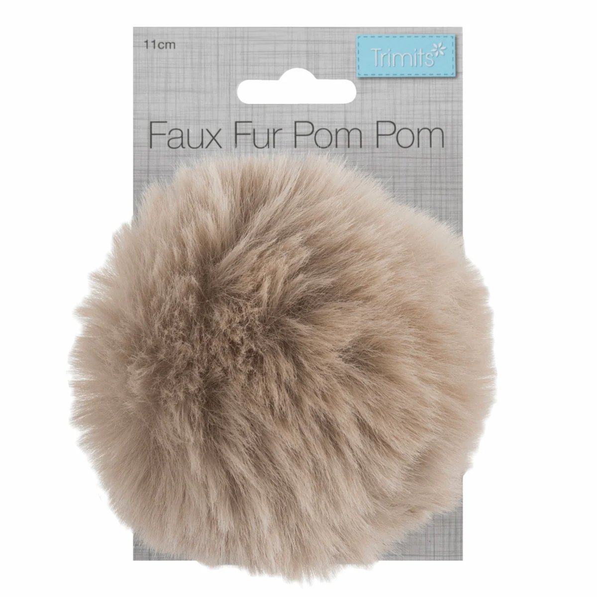 Trimits Faux Fur Super Fluffy Pom Pom - Natural 11cm - Image 2