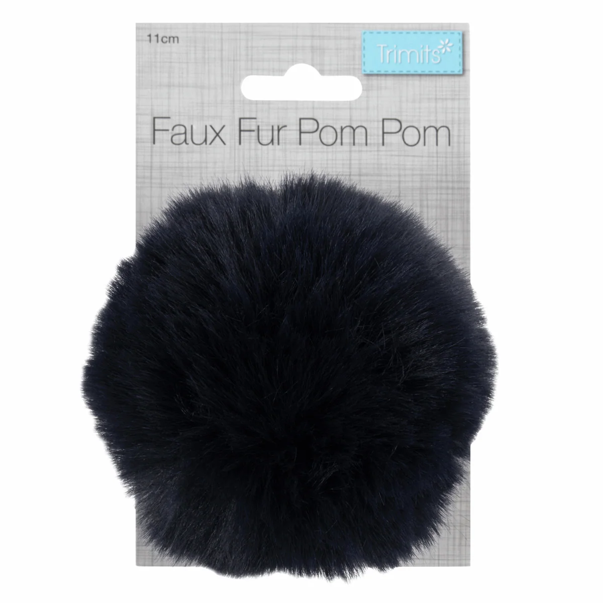 Trimits Faux Fur Super Fluffy Pom Pom - Navy 11cm - Image 2