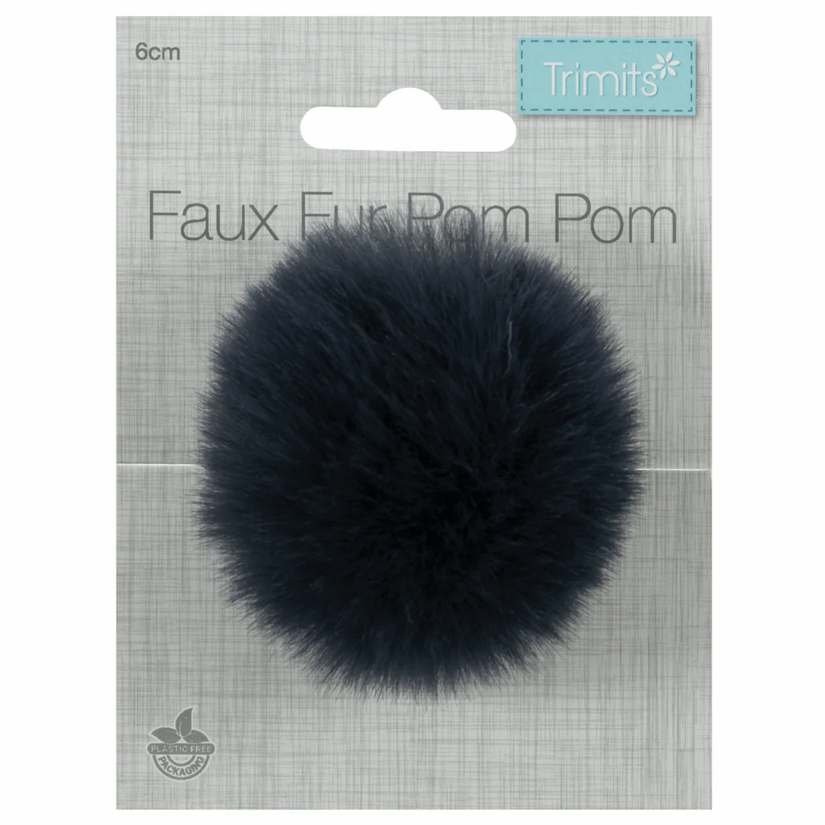 Trimits Faux Fur Super Fluffy Pom Pom - Navy 6cm (Medium) - Image 2