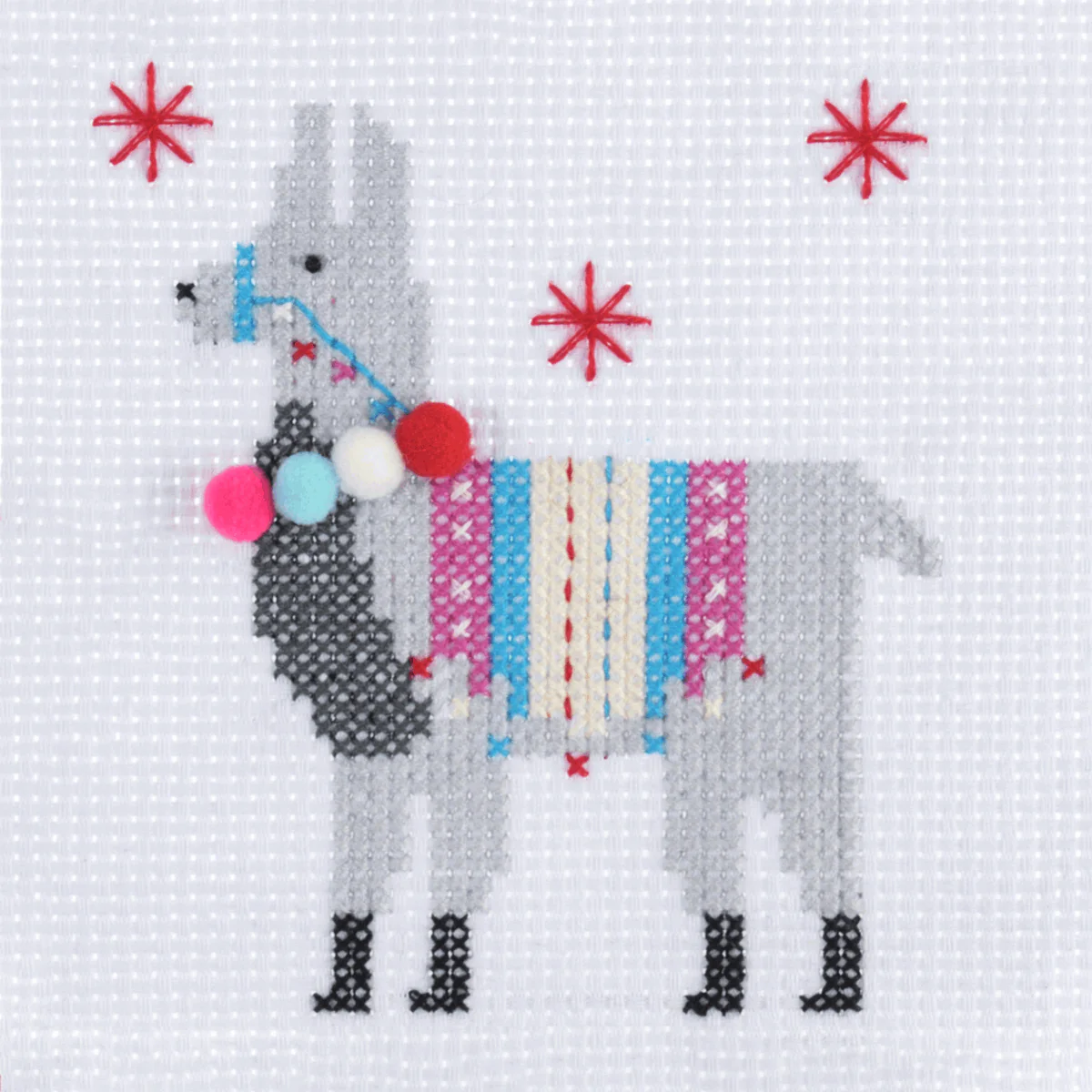 Trimits Mini Counted Cross Stitch Kit - Fleece Navidad Llama - Image 3