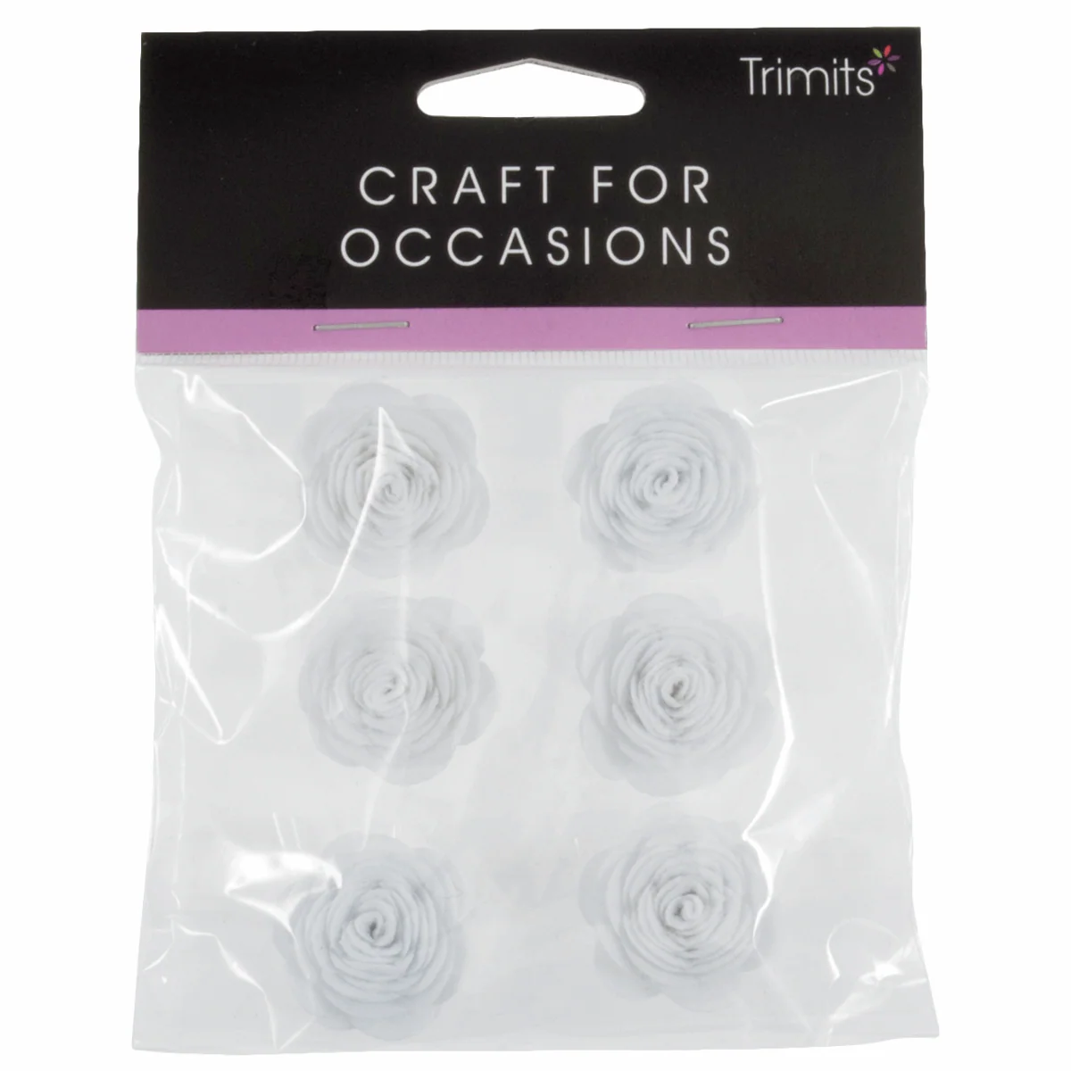 Trimits Stick On Open Rose - White (Pack of 6) - Image 2