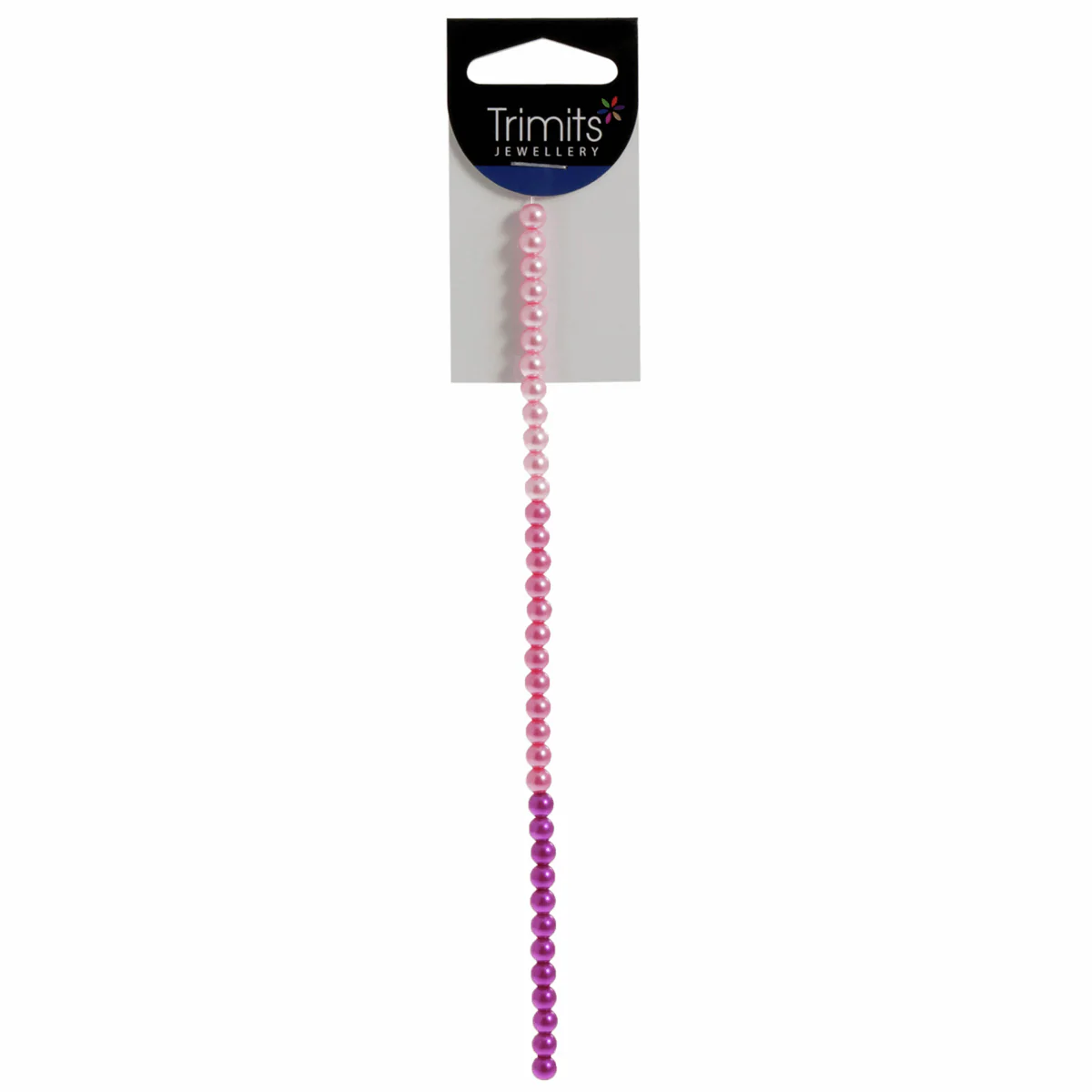 Trimits Pink Mix Strung Glass Pearls - 20cm x 6mm - Image 2