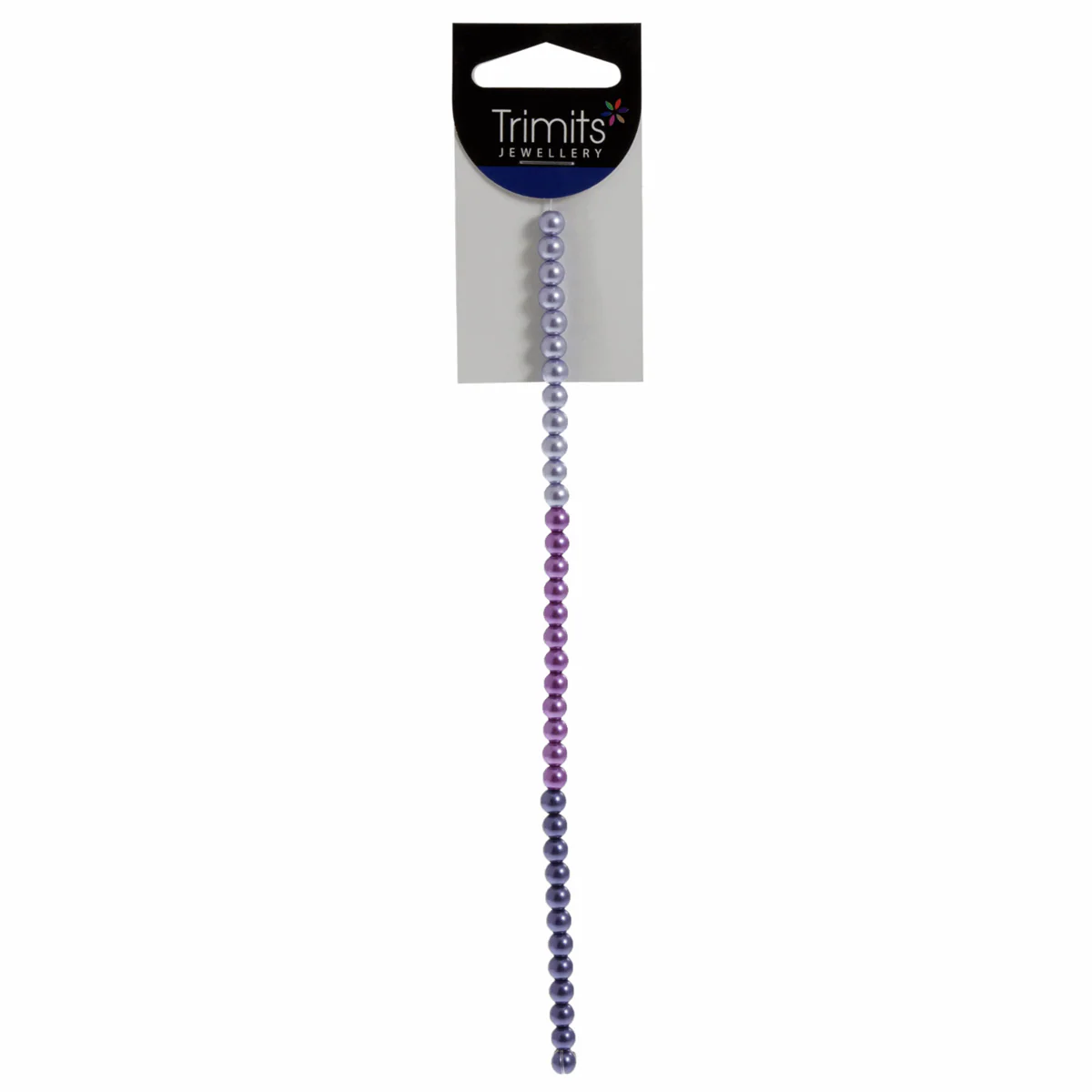 Trimits Purple Mix Strung Glass Pearls - 20cm x 6mm - Image 2