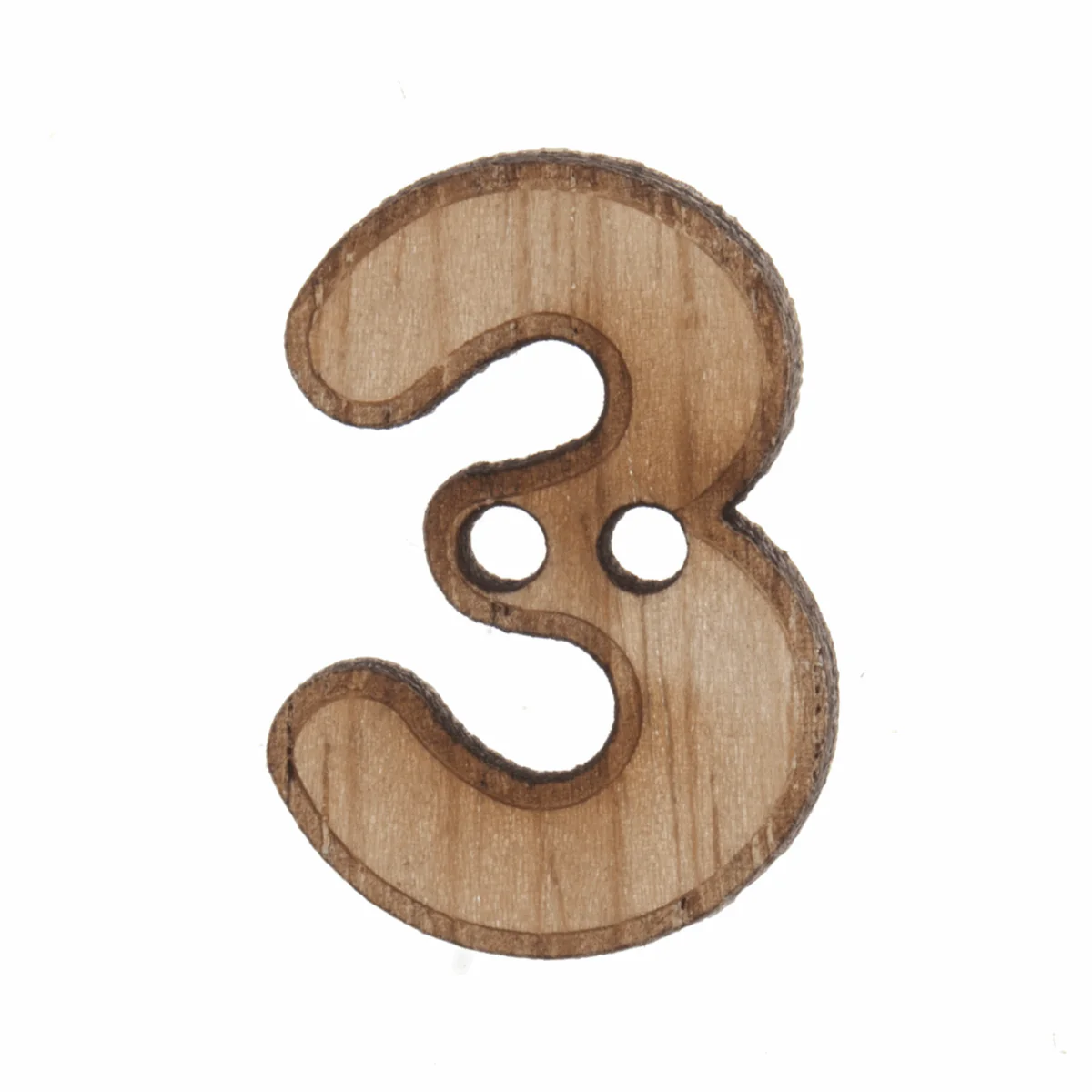 Trimits Wooden Number Button (3) - 22mm/35 lignes