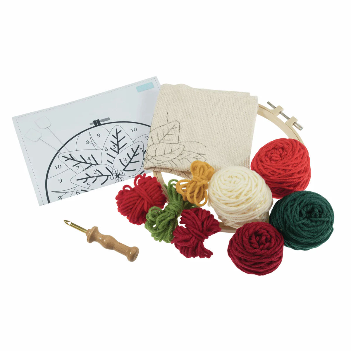 Trimits Yarn Punch Needle Kit with Hoop - Poinsettia - Image 3