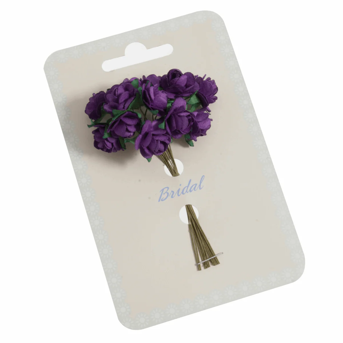 Violet Rose Paper Flowers - 14mm (Pack of 12 Stems)