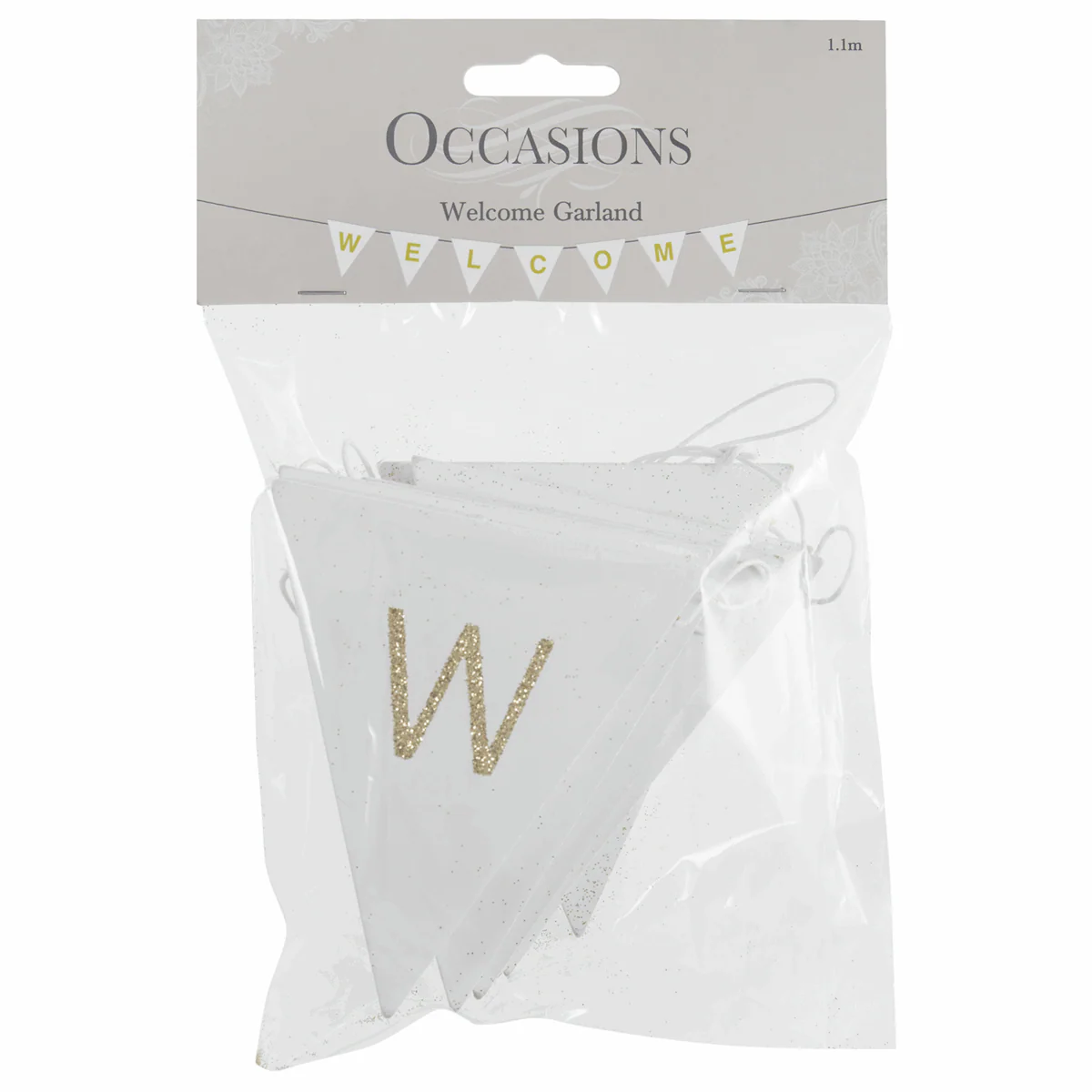 Welcome Bunting - White with Gold Glitter - Image 3