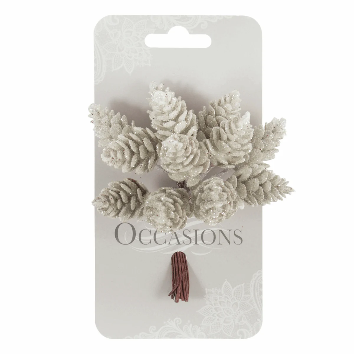 White Glitter Pinecone Stems (Pack of 12 Stems) - Image 2