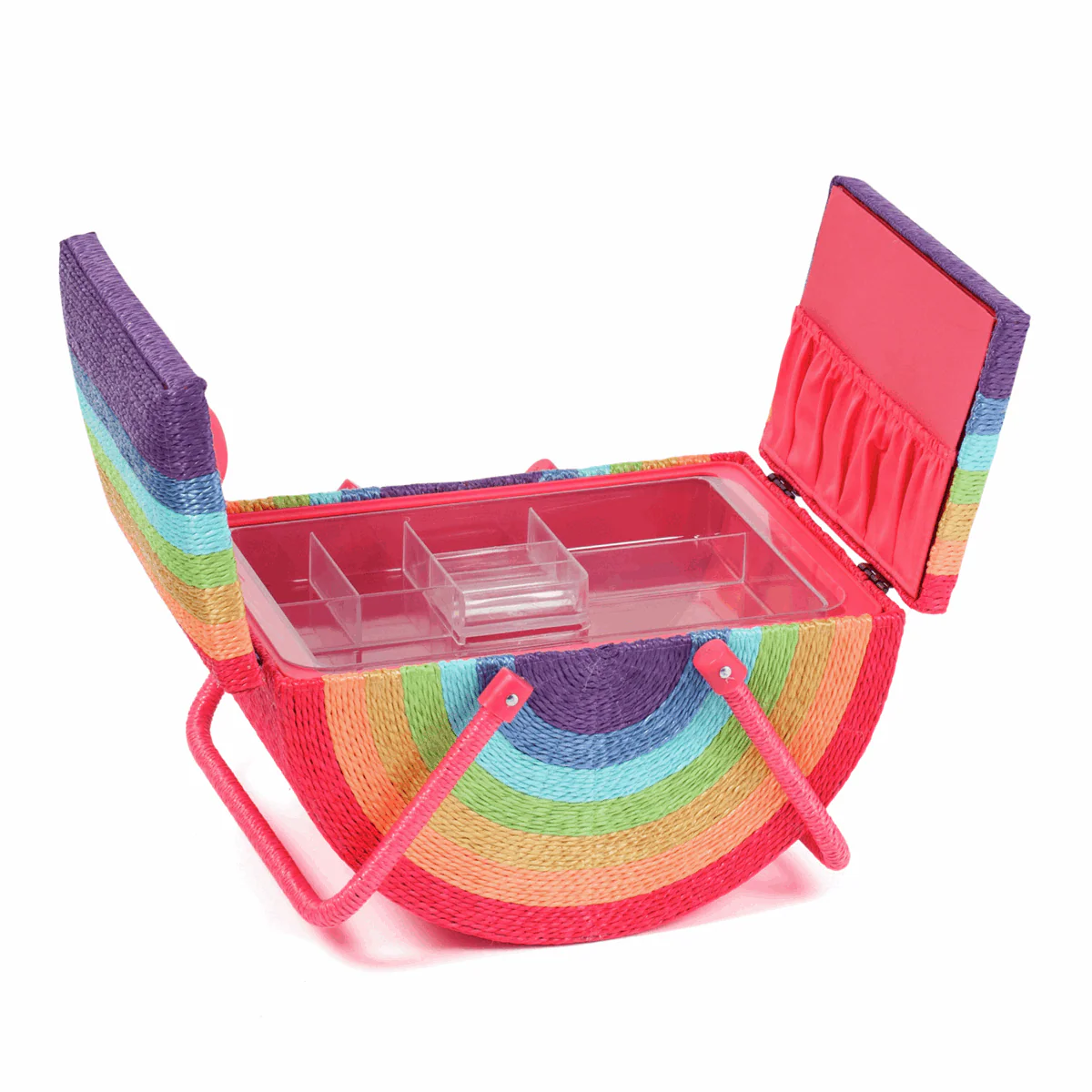 Wicker Rainbow Sewing Box with Twin Lid - Image 2