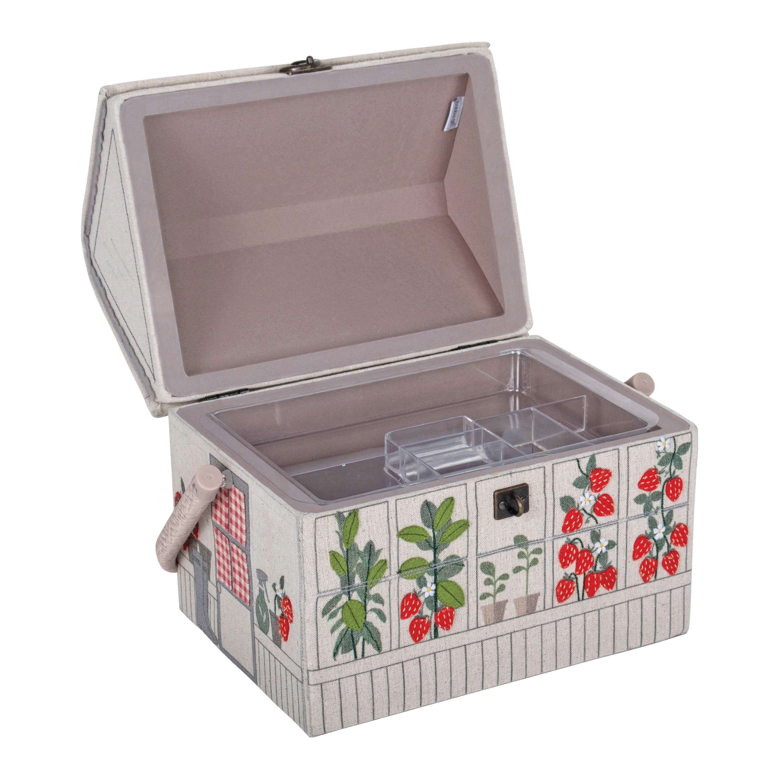 Strawberry Greenhouse Embroidered Sewing Box - Image 4