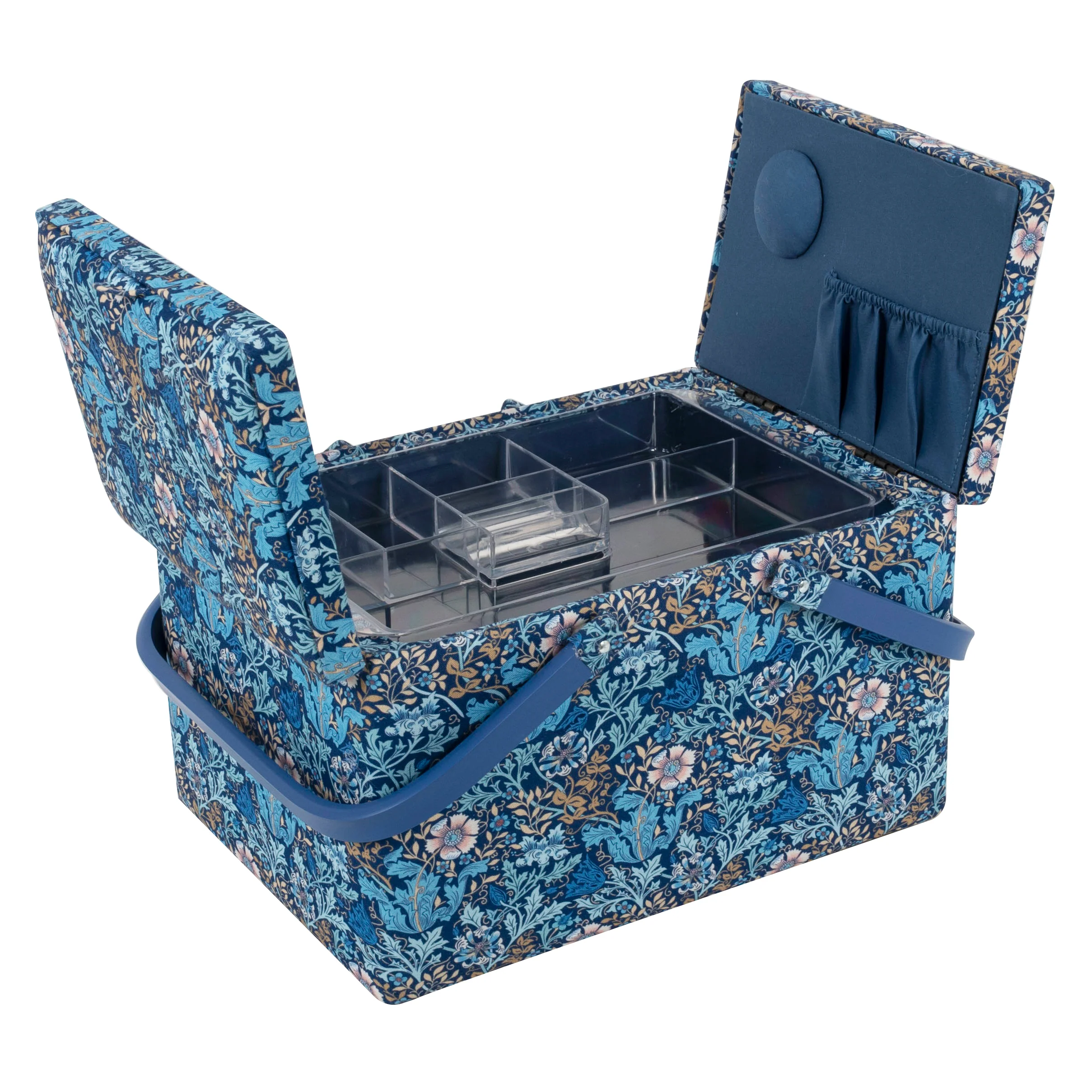 Woodblock Floral Twin Lid Sewing Box - Large - Image 3