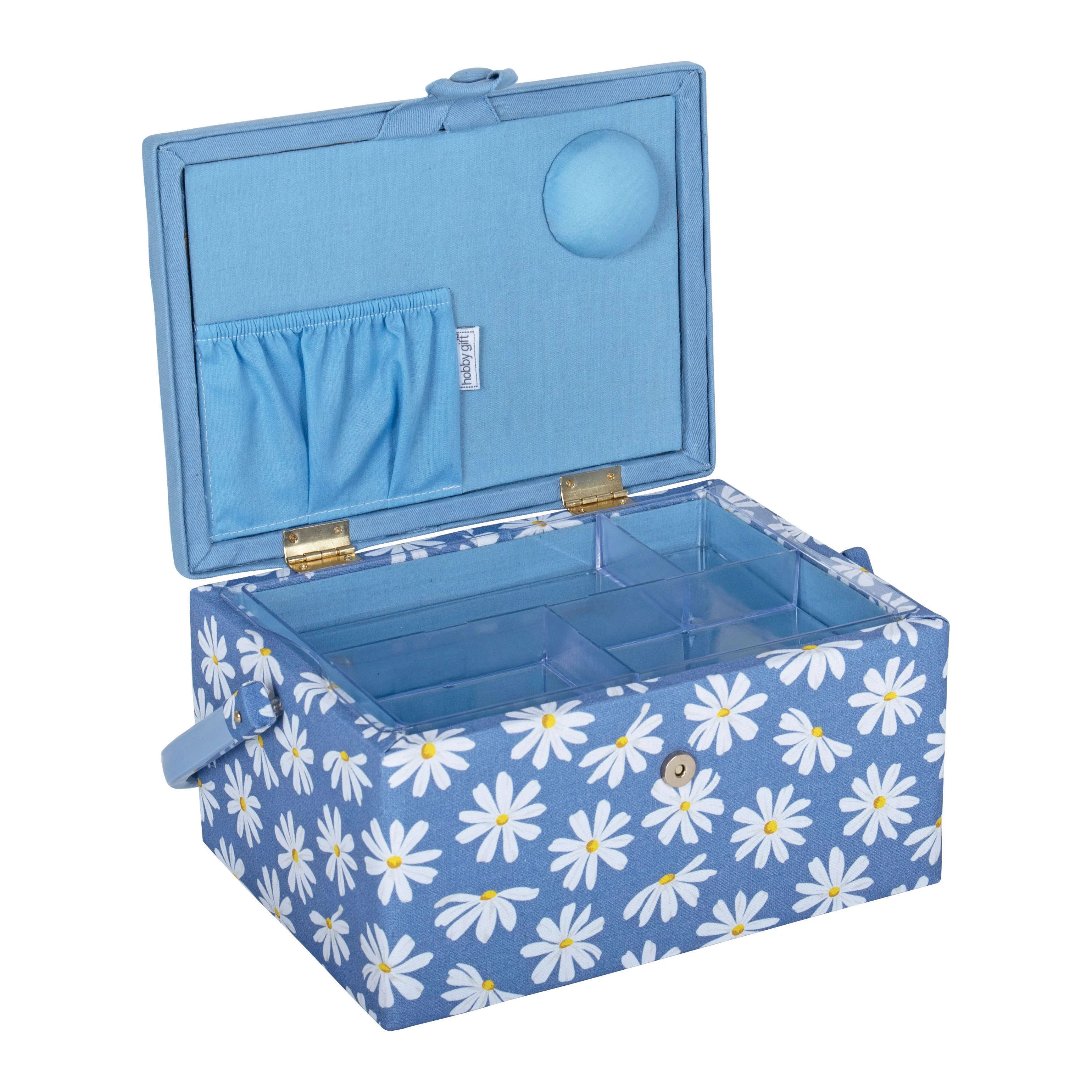 Denim Daisies Embroidered Sewing Box - Medium - Image 3