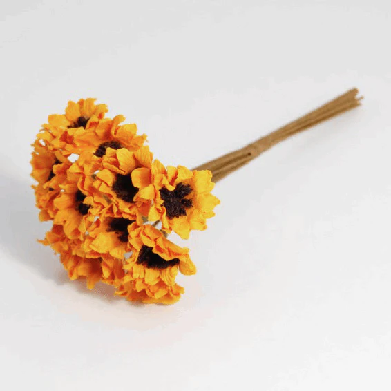 Golden Yellow Paper Sun Daisy's - 15mm (Pack of 12)
